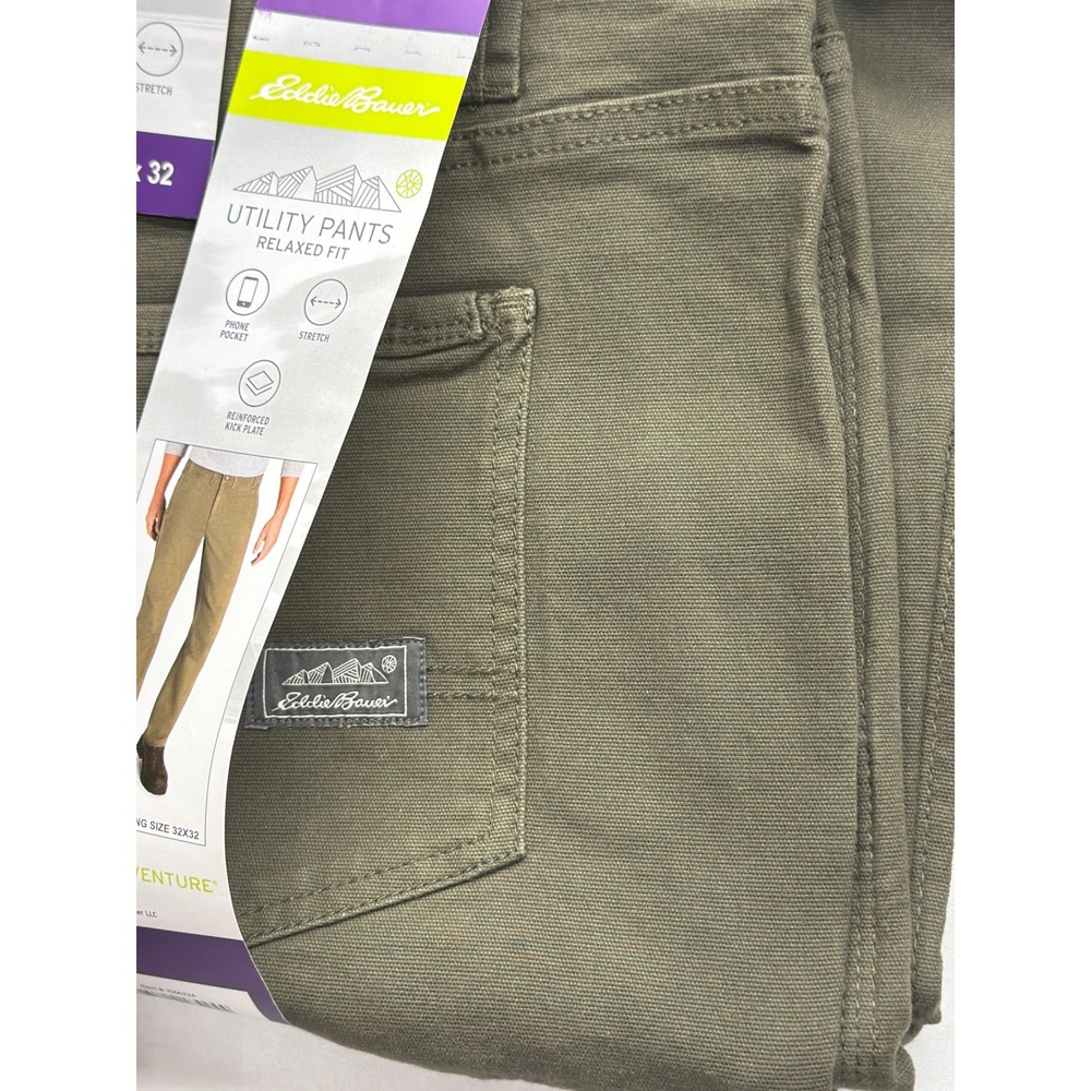 Eddie Bauer Mens Utility Pants Relaxed Fit Stretch Slate Green 40x32 NWT 1566224 - Picture 5 of 5